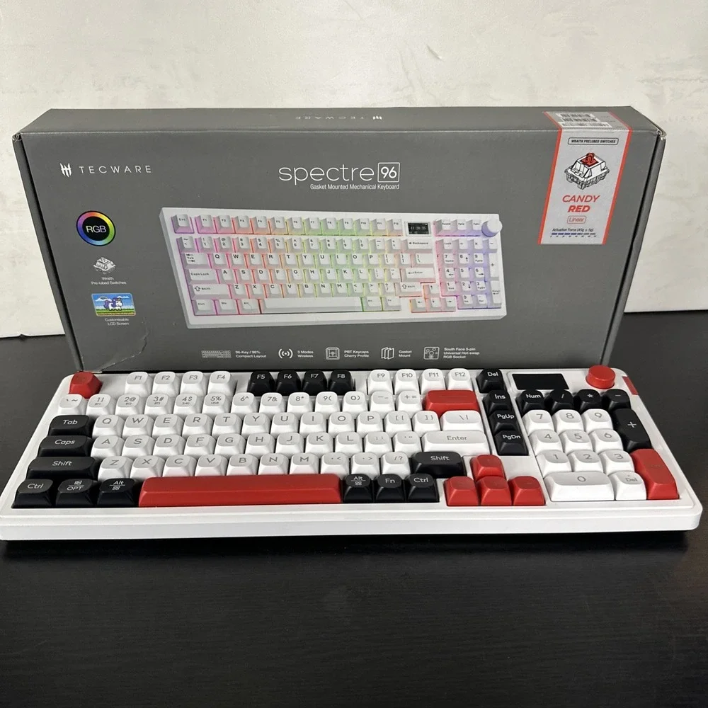 Tecware Spectre 96 RGB White Mechanical Keyboard Customizable LCD Screen
